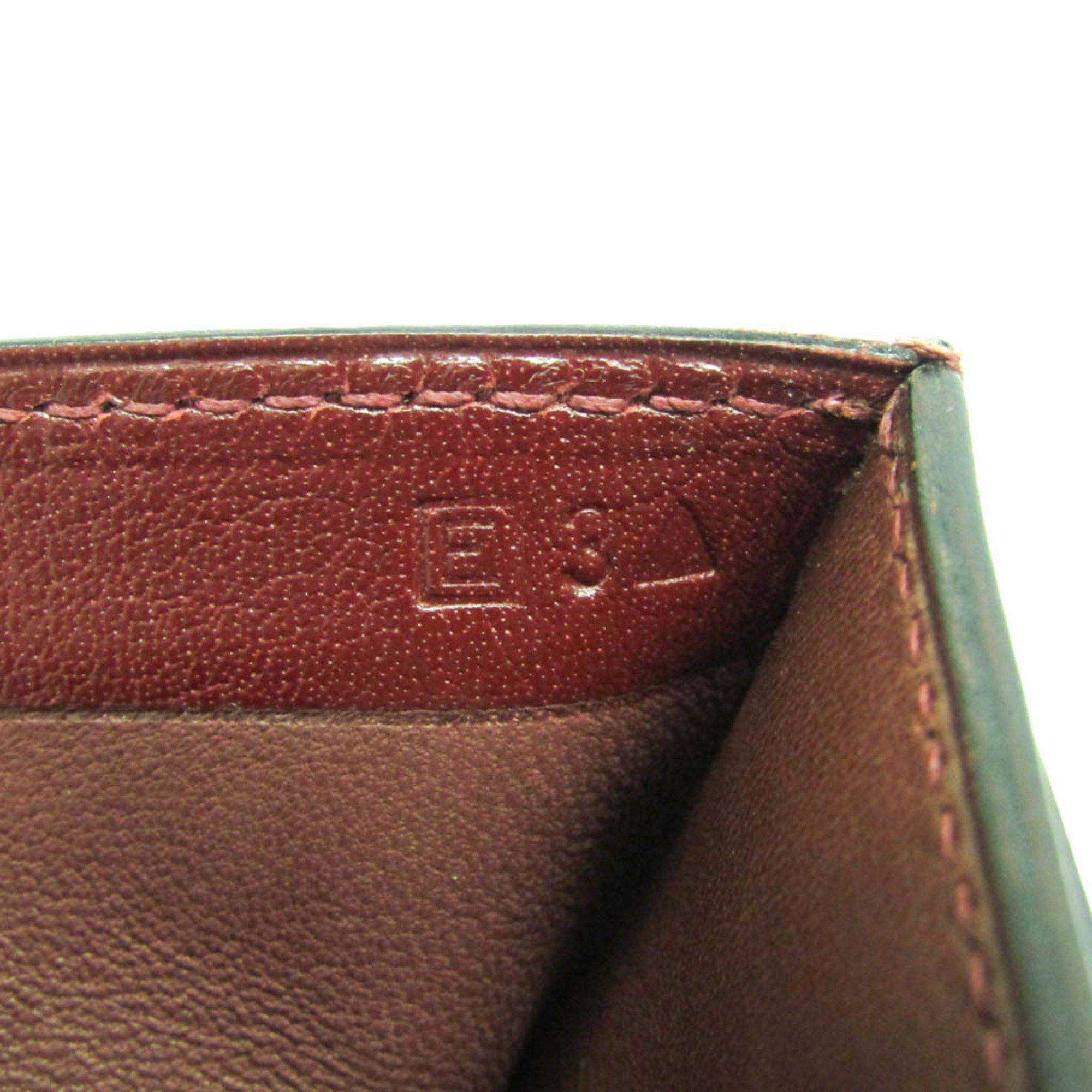 Hermes Hermes Julla Women,Men Box Calf Leather Wallet (bi-fold) Bordeaux Size ONE SIZE - 13 Thumbnail
