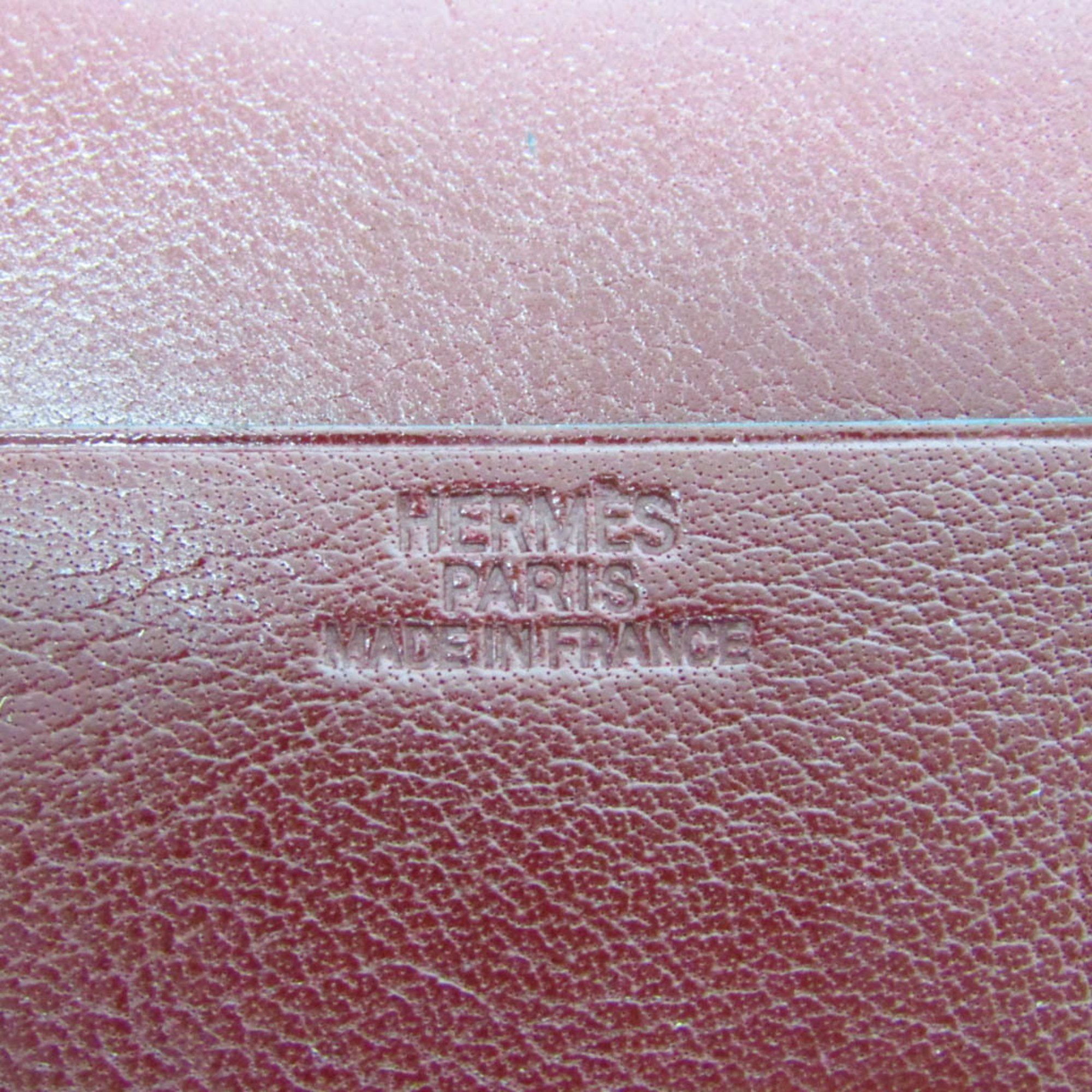 Hermes Hermes Julla Women,Men Box Calf Leather Wallet (bi-fold) Bordeaux Size ONE SIZE - 12 Thumbnail