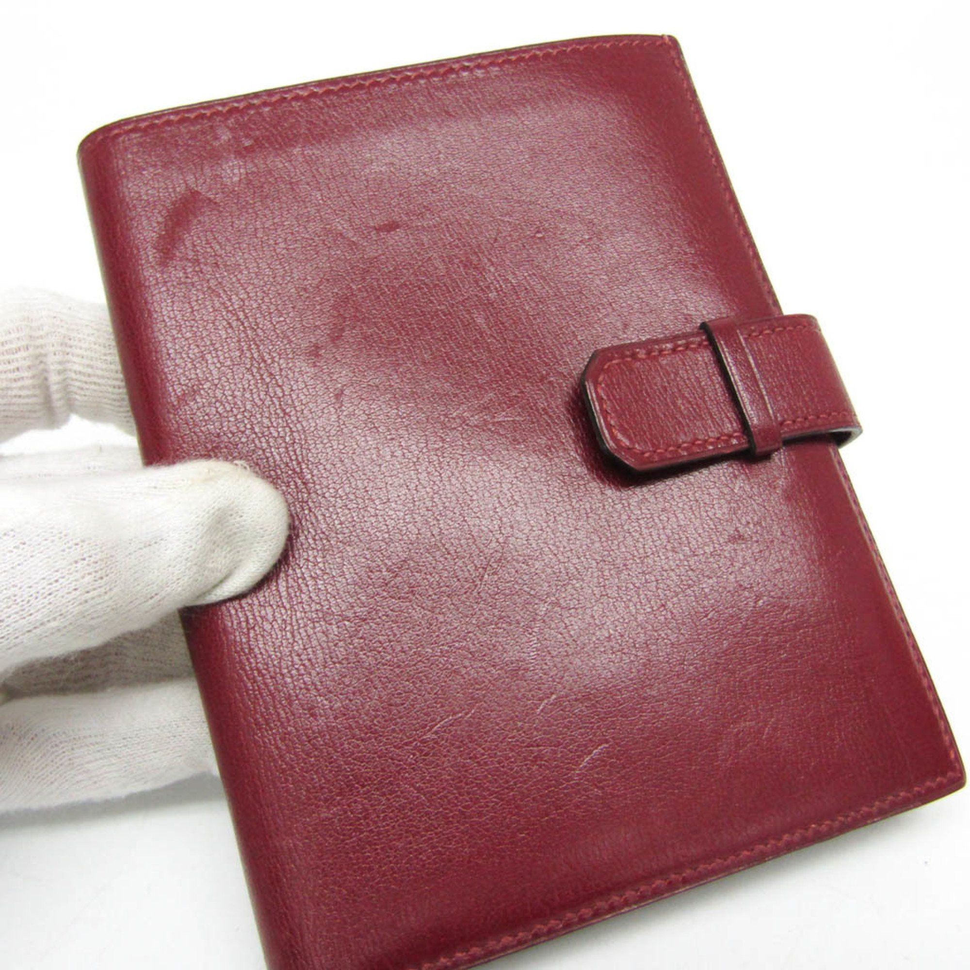 Hermes Hermes Julla Women,Men Box Calf Leather Wallet (bi-fold) Bordeaux Size ONE SIZE - 6 Thumbnail