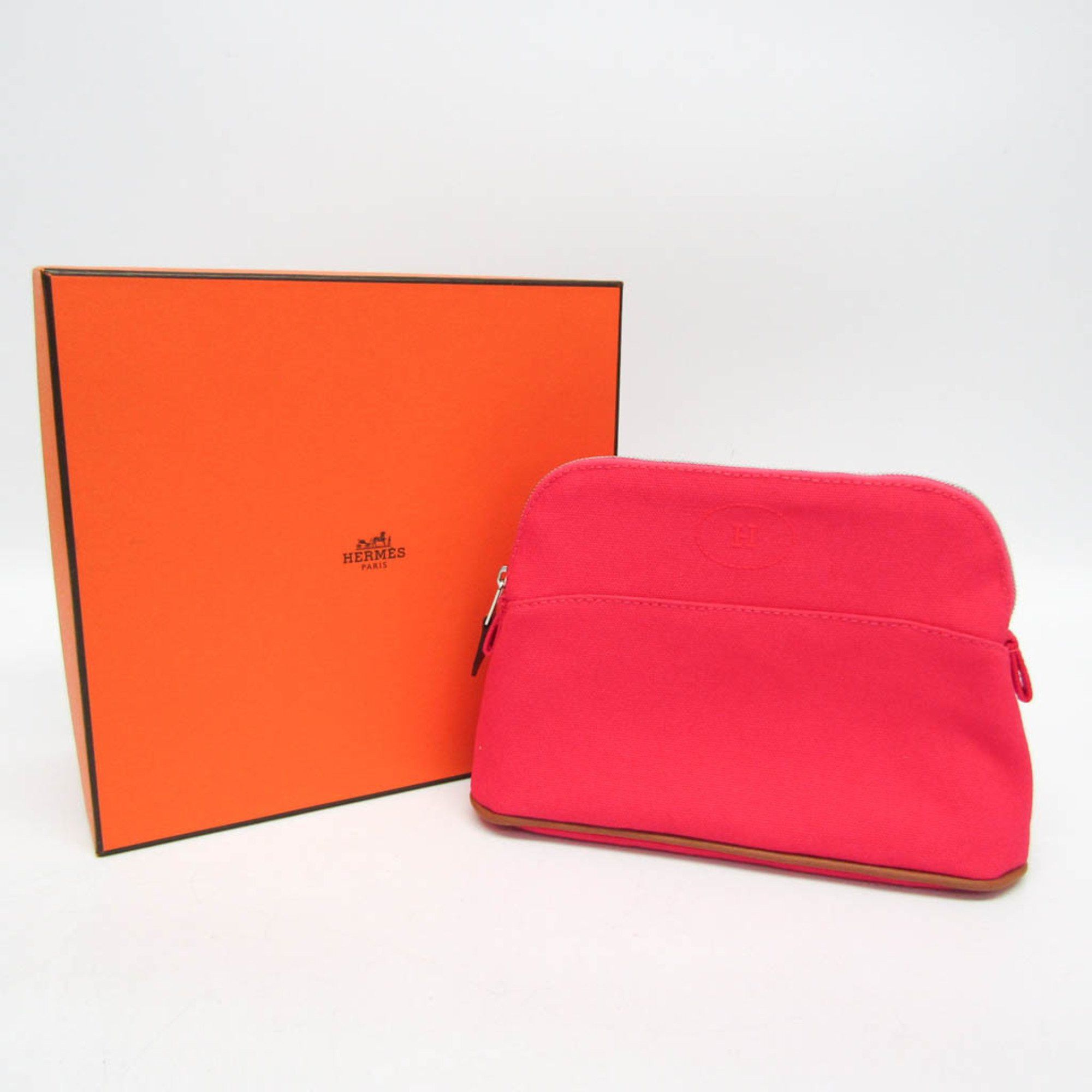 Hermes Hermes Bolide Mini Women's Cotton,Leather Pouch Brown,Pink Size ONE SIZE - 2 Thumbnail