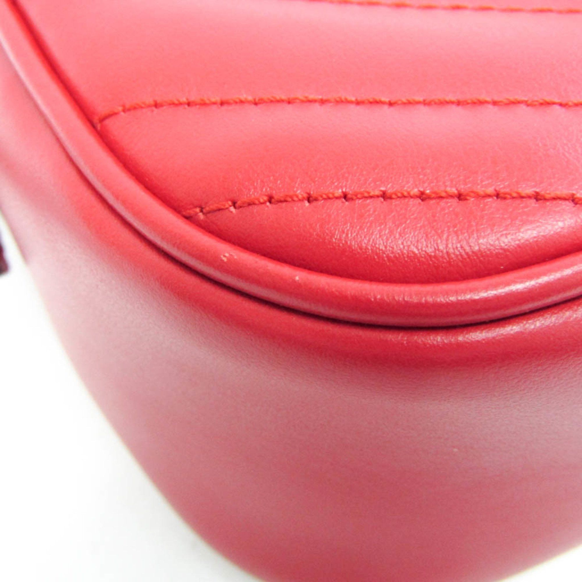 Gucci Gucci GG Marmont Small Camera Bag 447632 Women's Leather Shoulder Bag Red Color Size ONE SIZE - 4 Thumbnail