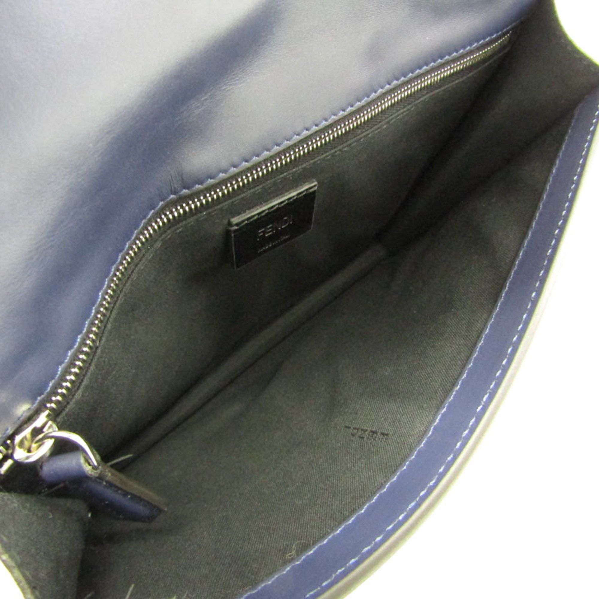 Fendi Fendi Flat Baguette Medium 7VA524 Women's Leather,Canvas Shoulder Bag Navy Size ONE SIZE - 4 Thumbnail