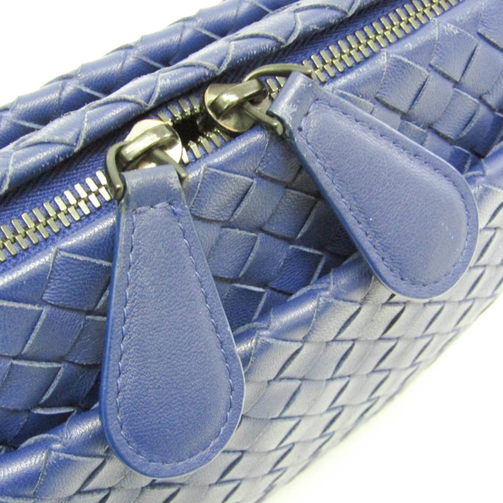 Bottega Veneta Intrecciato Women's Leather Shoulder Bag Blue