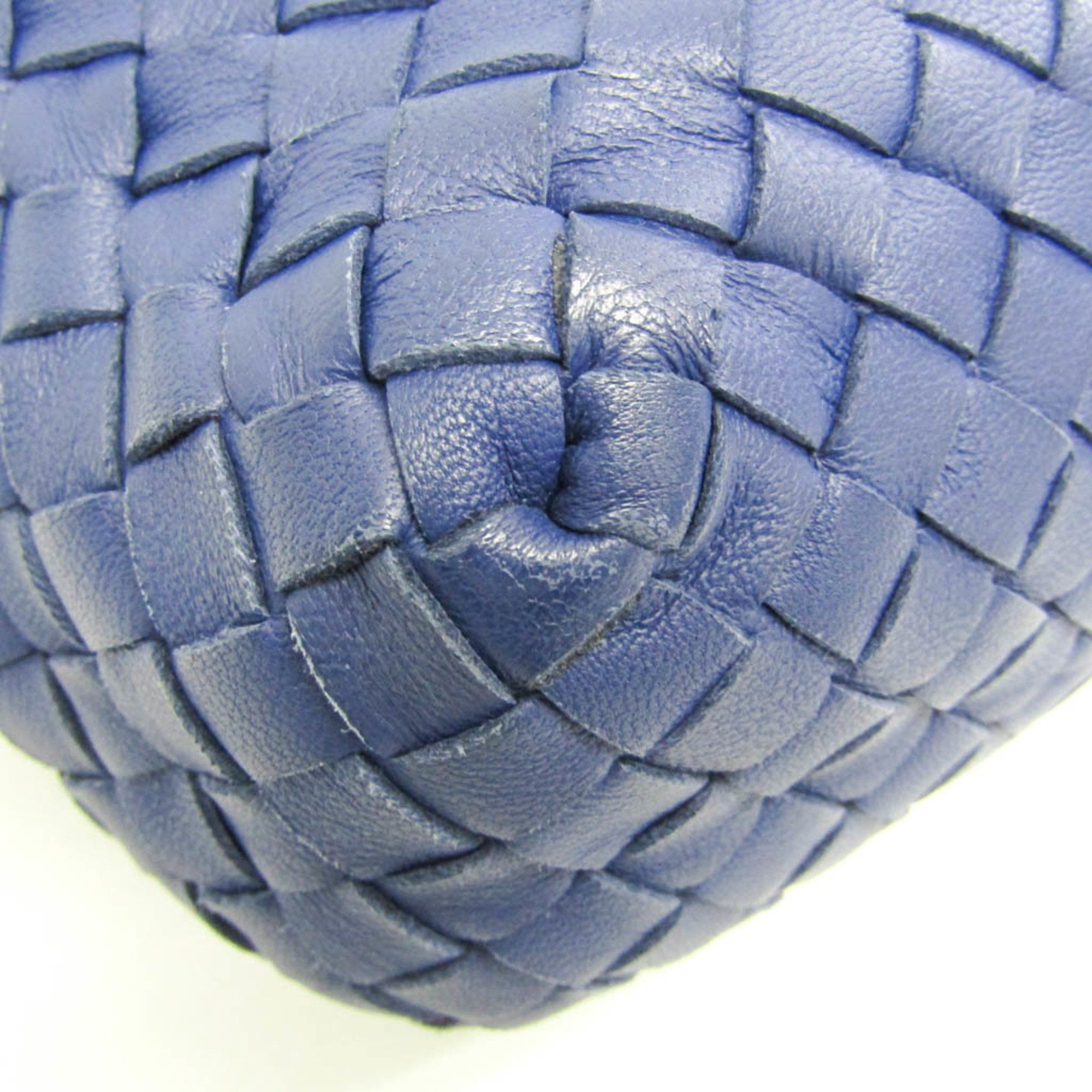Bottega Veneta Intrecciato Women's Leather Shoulder Bag Blue
