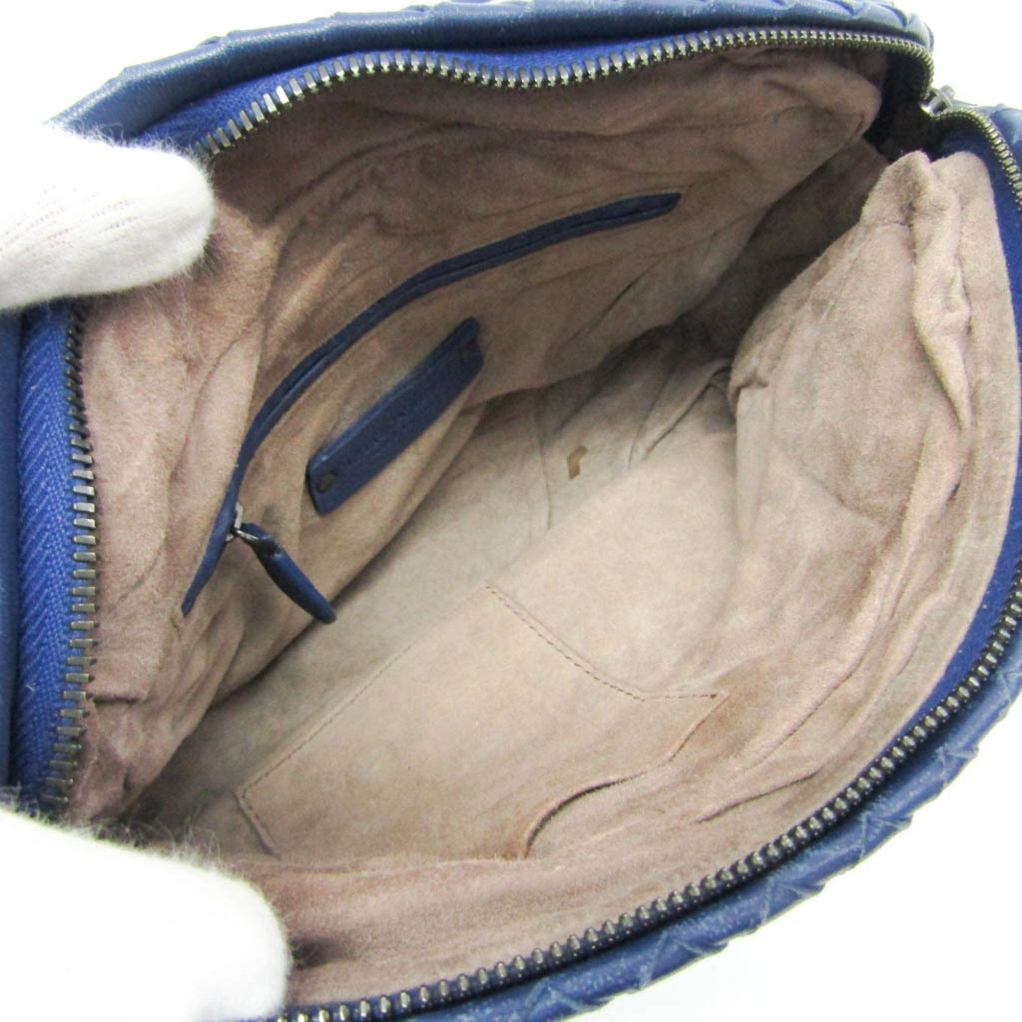 Bottega Veneta Intrecciato Women's Leather Shoulder Bag Blue