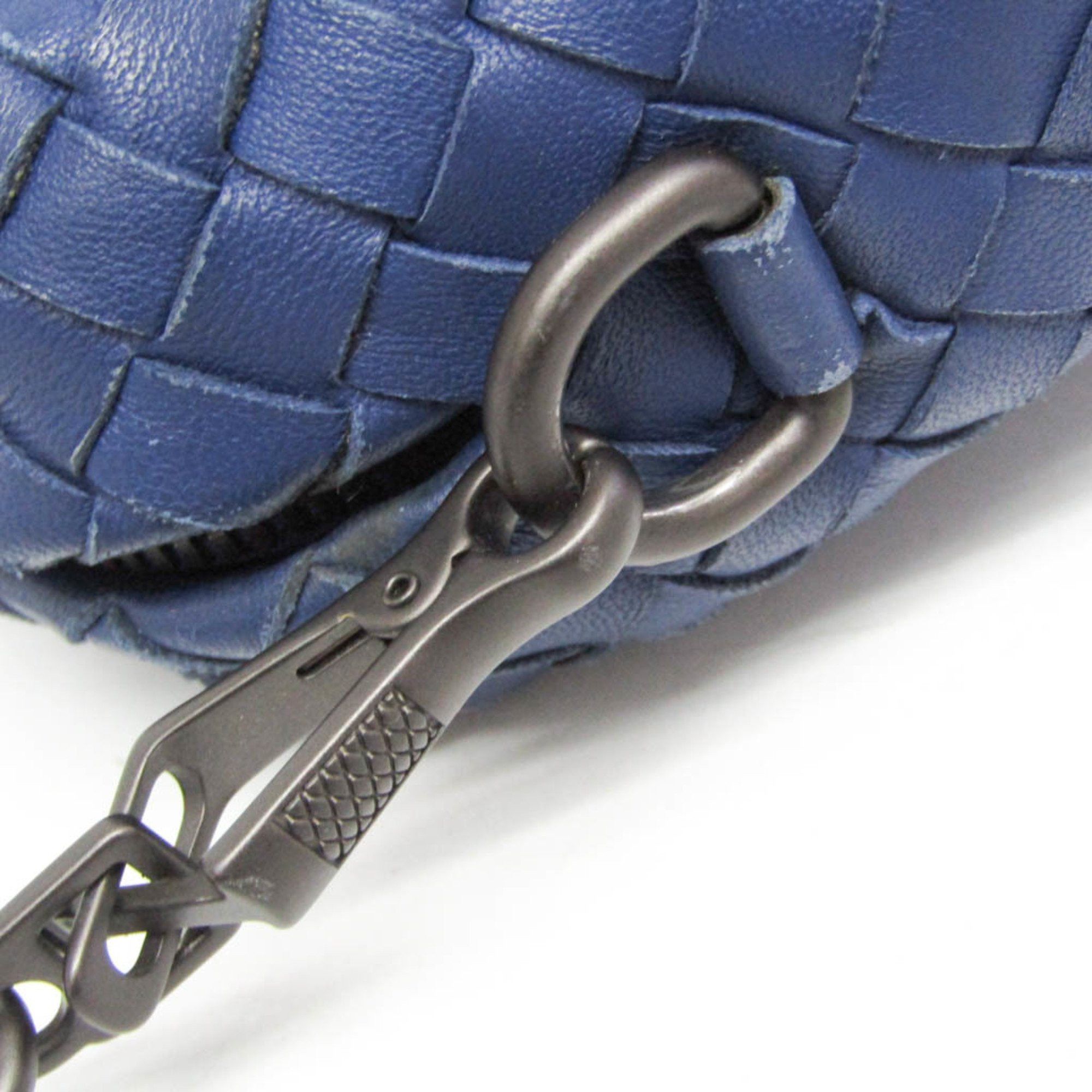 Bottega Veneta Intrecciato Women's Leather Shoulder Bag Blue