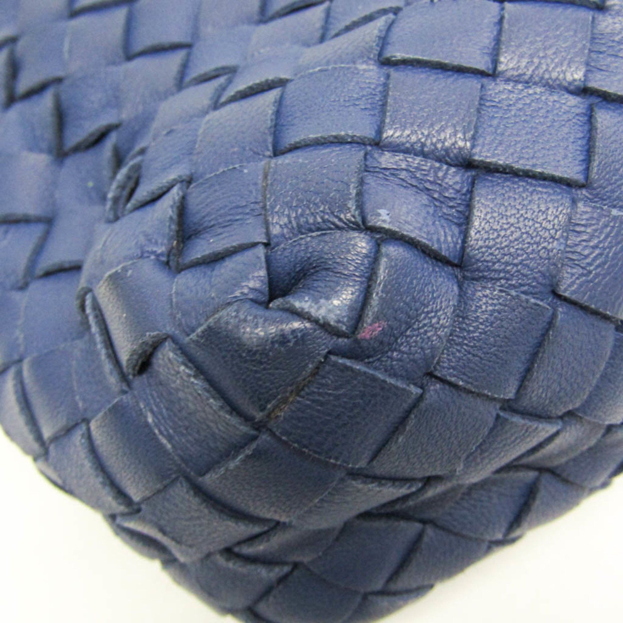 Bottega Veneta Intrecciato Women's Leather Shoulder Bag Blue