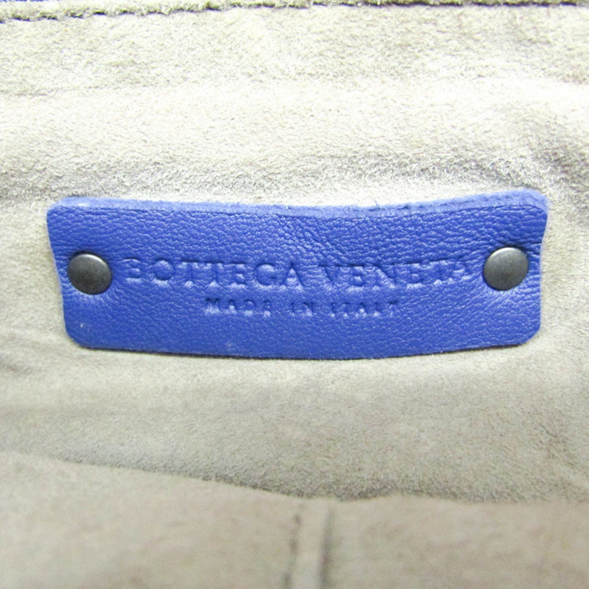 Bottega Veneta Intrecciato Women's Leather Shoulder Bag Blue