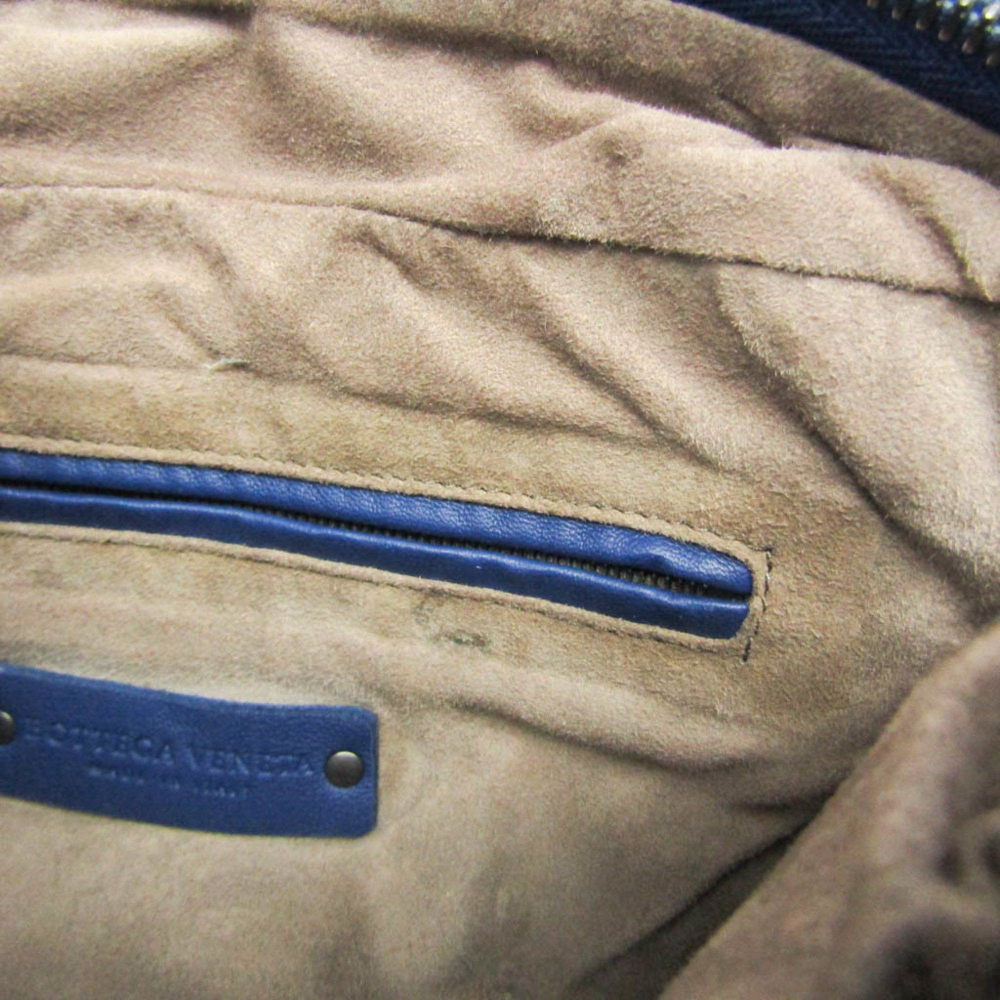 Bottega Veneta Intrecciato Women's Leather Shoulder Bag Blue