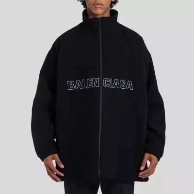 Balenciaga Balenciaga Logo Fleece Jacket in Black Size US L / EU 52-54 / 3 - 4 Thumbnail