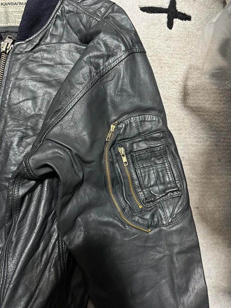 Yohji Yamamoto Kansai Yamamoto 90s Leather Bomber Jacket Size US L / EU 52-54 / 3 - 4 Thumbnail