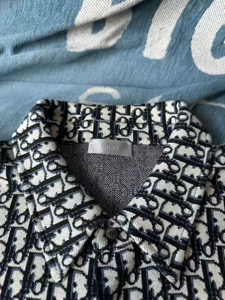 Dior Dior Navy Blue Printed Long Sleeve Shirt Size US XL / EU 56 / 4 - 3 Thumbnail