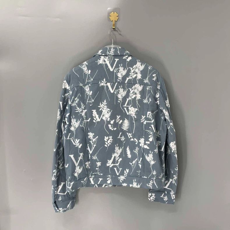 Louis Vuitton Louis Vuitton Gray Floral Denim Jacket Size US M / EU 48-50 / 2 - 2 Thumbnail