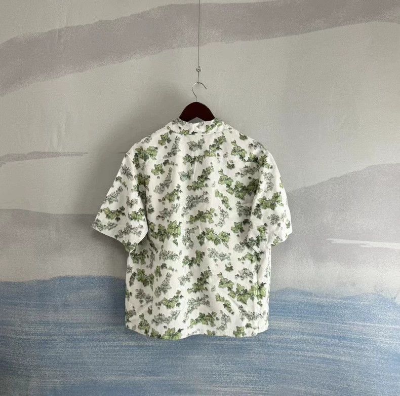 Dior Dior White Green Camellia Silk Short Sleeve Shirt Size US M / EU 48-50 / 2 - 3 Thumbnail