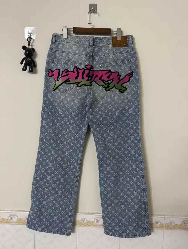 Louis Vuitton Louis Vuitton Graffiti Printed Denim Pants Size US 32 / EU 48 - 2 Thumbnail