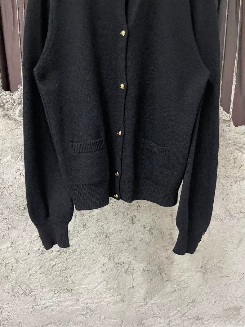 Gucci Gucci Black Wool Cardigan with Gold Buttons Size US M / EU 48-50 / 2 - 4 Thumbnail