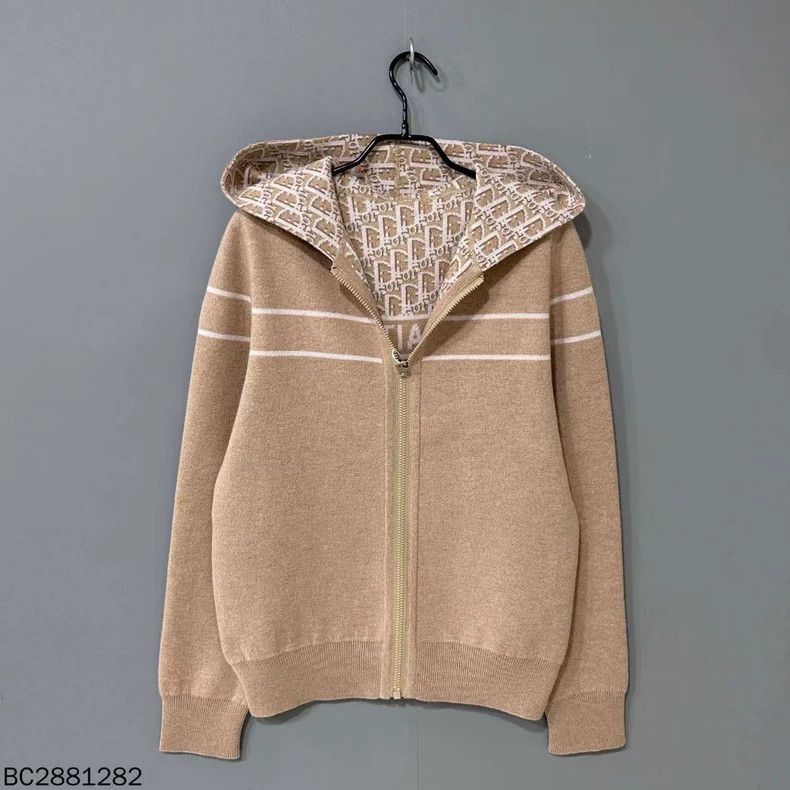 Dior Beige Cashmere Zip Hoodie with Logo Lining Size US M / EU 48-50 / 2 - 2 Thumbnail