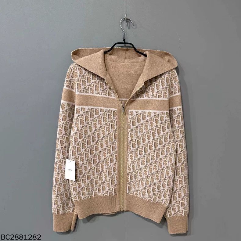 Dior Beige Cashmere Zip Hoodie with Logo Lining Size US M / EU 48-50 / 2 - 4 Thumbnail