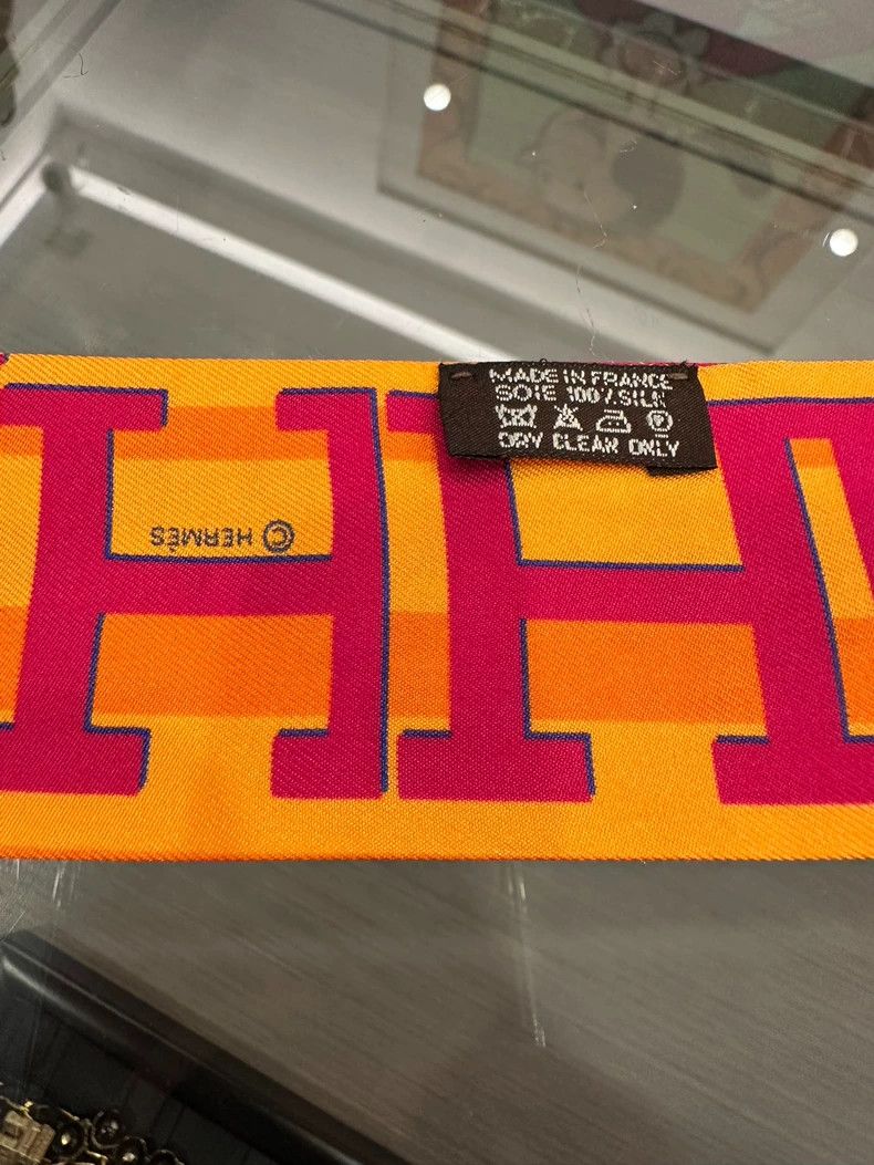 Hermes Hermes Ginza Twilly Silk Scarf Orange Pattern Size ONE SIZE - 5 Thumbnail