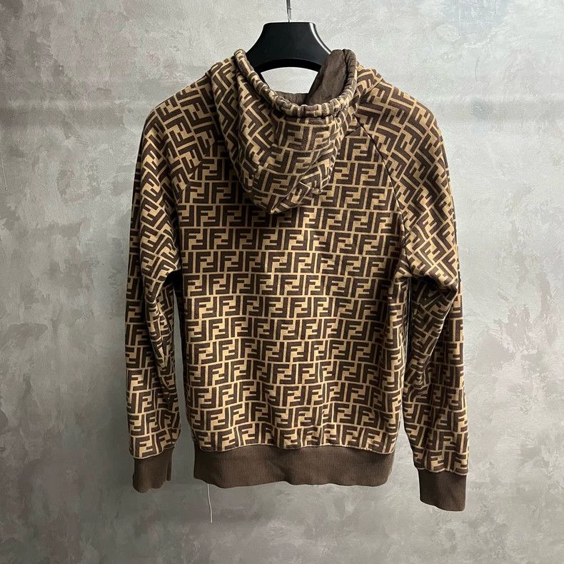 Fendi Fendi Brown Logo Hoodie with Yellow Drawstring Size US XS / EU 42 / 0 - 5 Thumbnail