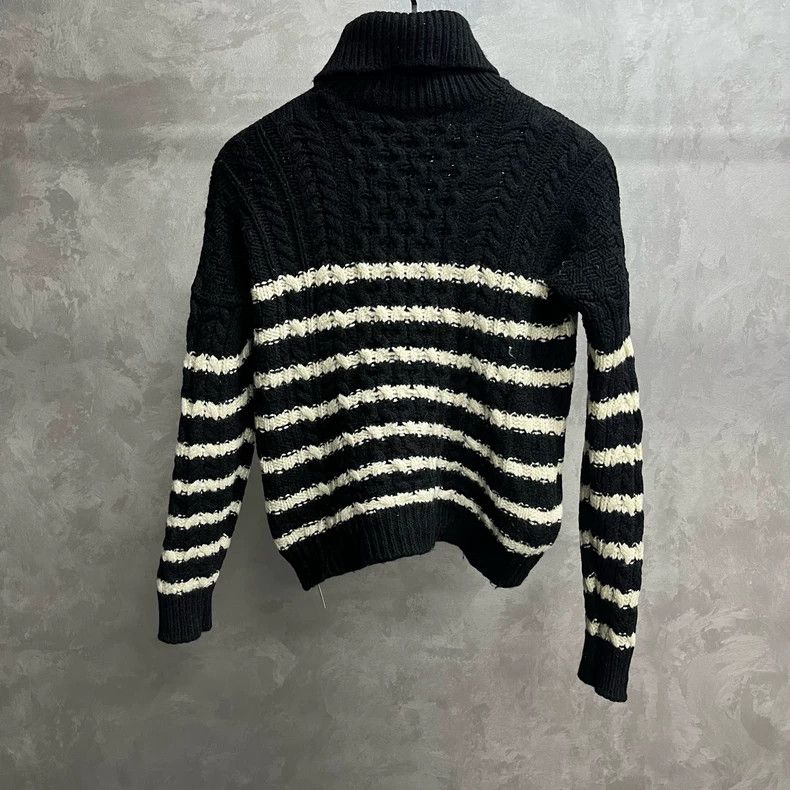 Loewe Black and White Striped High Neck Knit Sweater Size US M / EU 48-50 / 2 - 5 Thumbnail