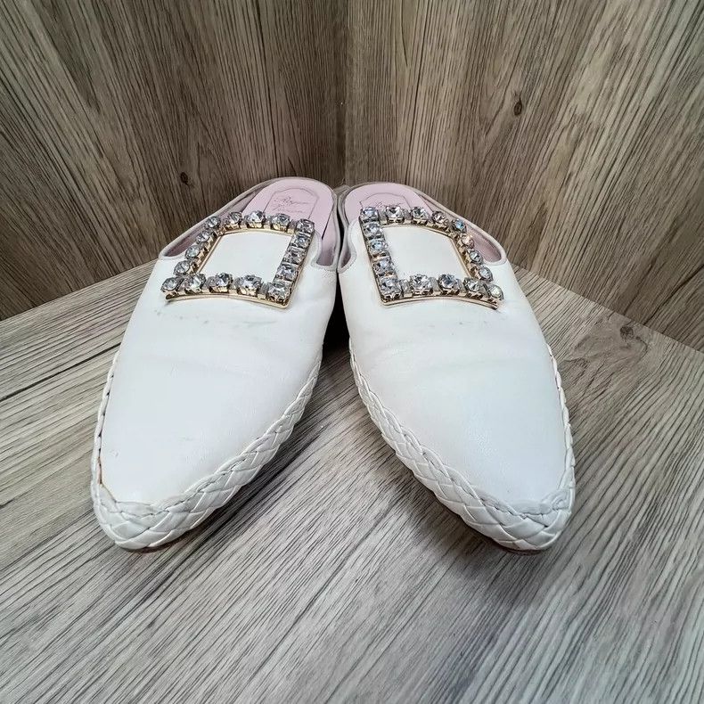 Roger Vivier Roger Vivier White Gem Slide Mule Shoes Size US 8.5 / EU 41-42 - 2 Thumbnail