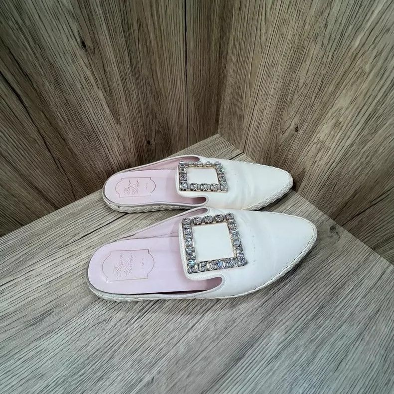 Roger Vivier Roger Vivier White Gem Slide Mule Shoes Size US 8.5 / EU 41-42 - 6 Thumbnail