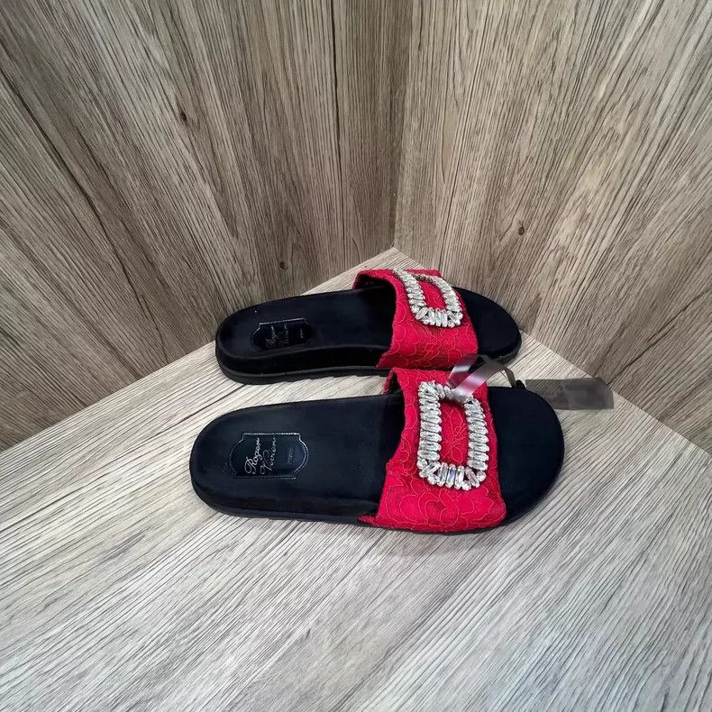 Roger Vivier Roger Vivier Red Rhinestone Half Slippers Size US 9 / EU 42 - 3 Thumbnail