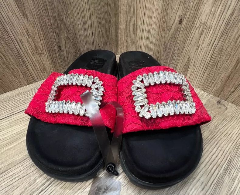 Roger Vivier Roger Vivier Red Rhinestone Half Slippers Size US 9 / EU 42 - 2 Thumbnail