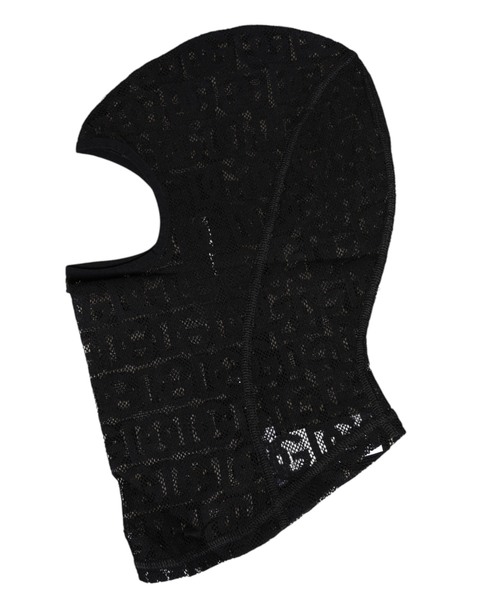 Dolce & Gabbana Black Logo Mesh Cotton Ski Mask Balaclava Men's Hat Size ONE SIZE - 2 Thumbnail
