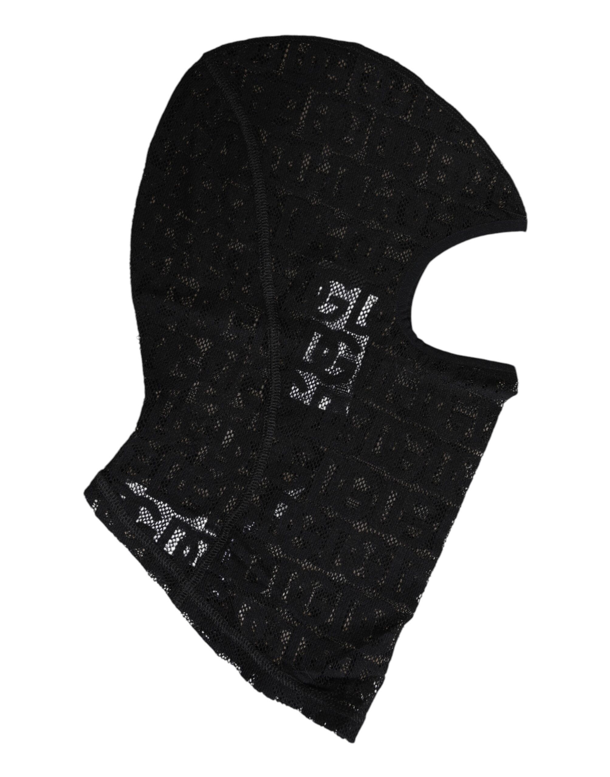 Dolce & Gabbana Black Logo Mesh Cotton Ski Mask Balaclava Men's Hat Size ONE SIZE - 3 Thumbnail