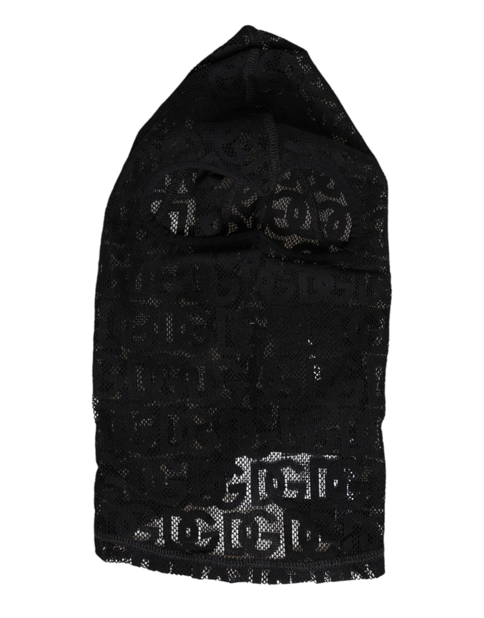 Dolce & Gabbana Black Logo Mesh Cotton Ski Mask Balaclava Men's Hat Size ONE SIZE - 4 Thumbnail
