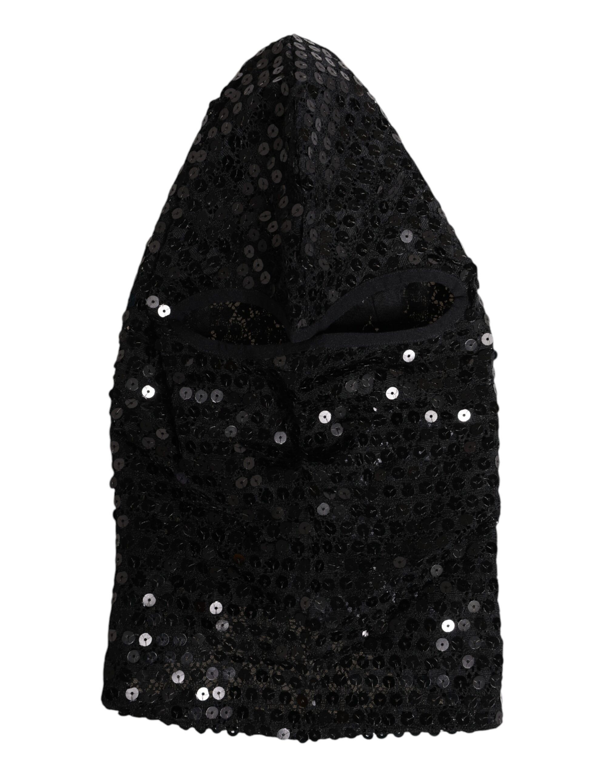 Dolce & Gabbana Black Sequined Nylon Ski Mask Balaclava Men's Hat Size ONE SIZE - 4 Thumbnail