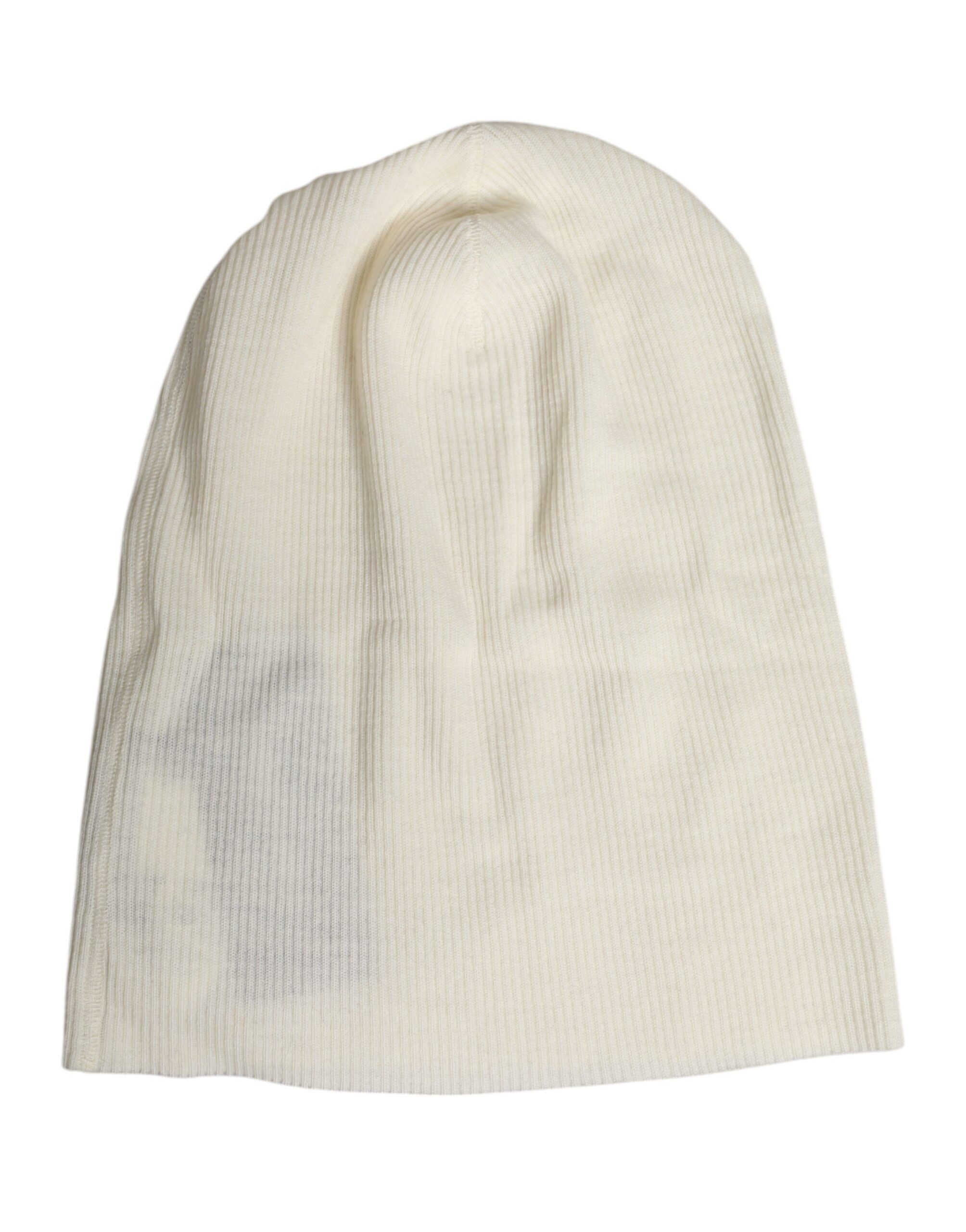 Dolce & Gabbana Beige Wool Blend Knitted Beanie Men's Cap Size ONE SIZE - 2 Thumbnail