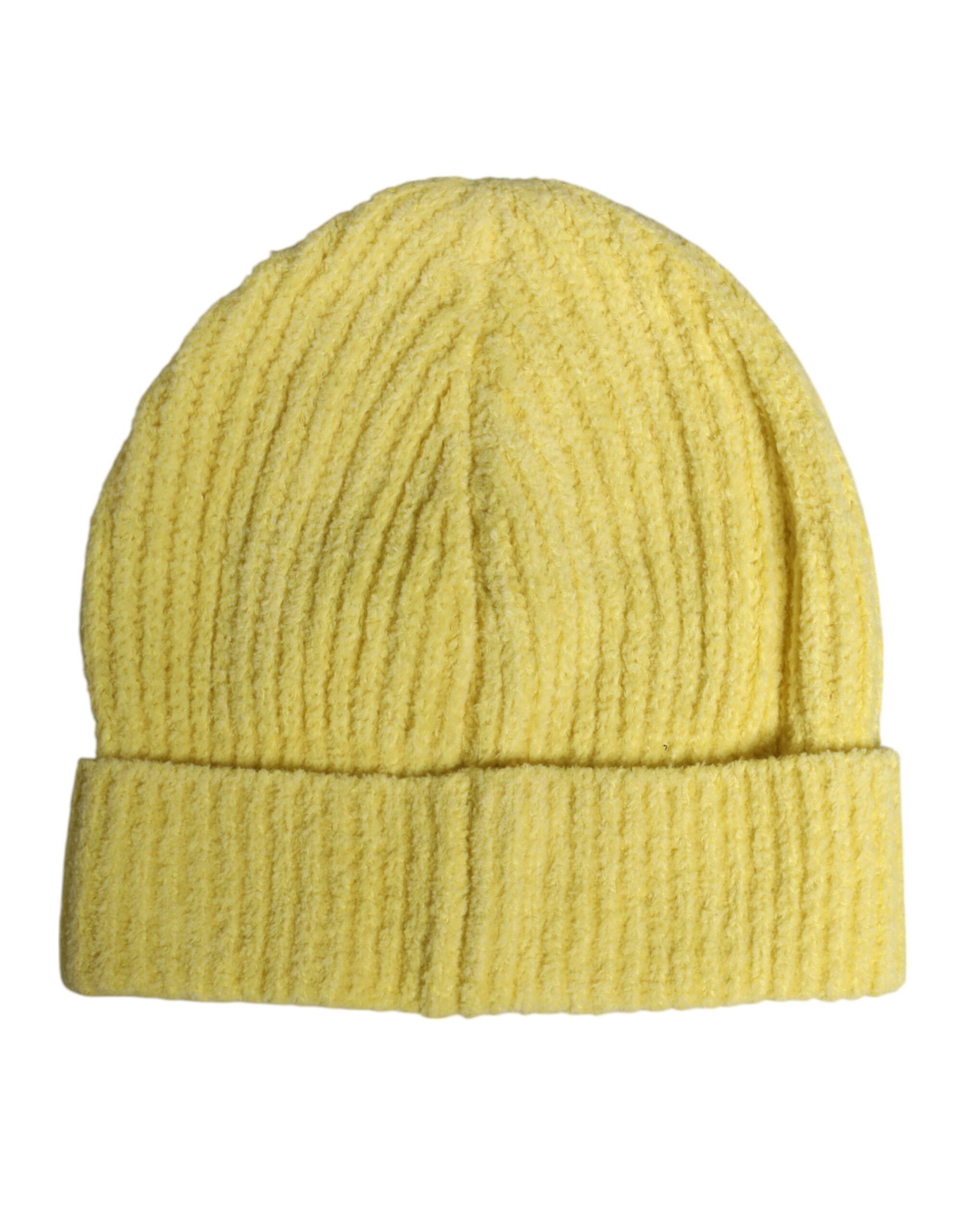 Dolce & Gabbana Yellow Cotton Knitted Winter Beanie Men's Hat Size ONE SIZE - 2 Thumbnail