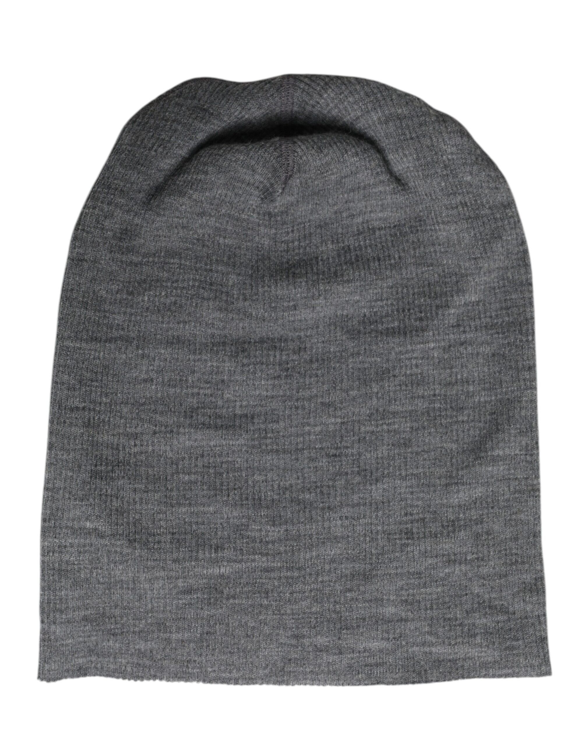 Dolce & Gabbana Gray Wool Blend Knitted Beanie Men's Cap Size ONE SIZE - 2 Thumbnail