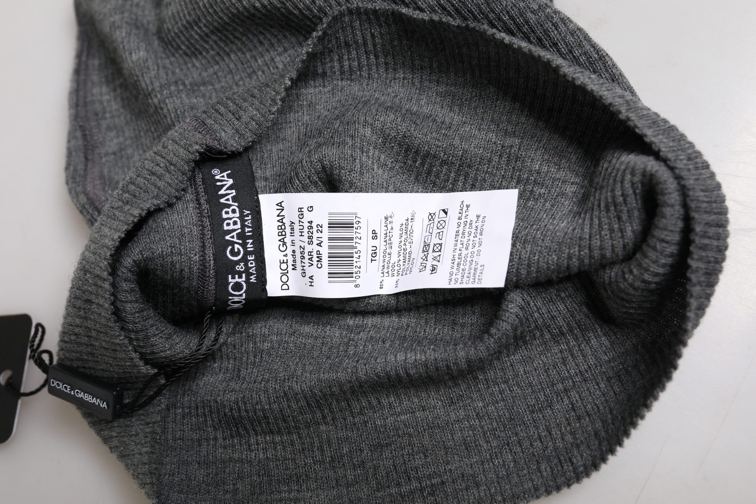 Dolce & Gabbana Gray Wool Blend Knitted Beanie Men's Cap Size ONE SIZE - 4 Thumbnail
