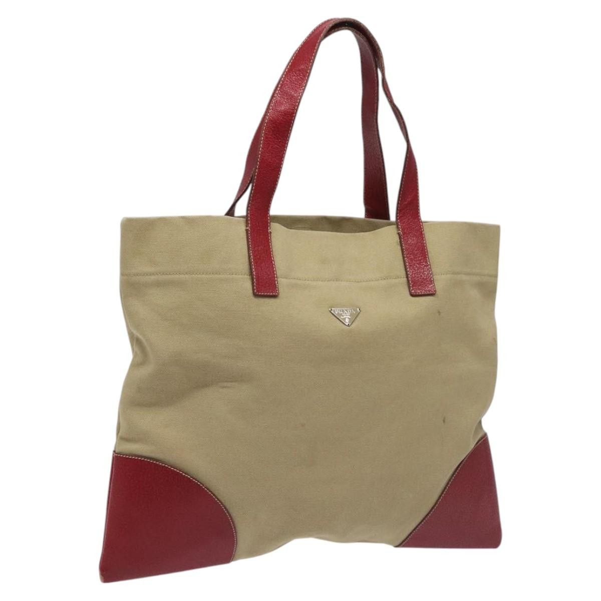 Prada Triangle Logo Beige Canvas Tote Bag (Pre-Owned) Size ONE SIZE - 19 Thumbnail