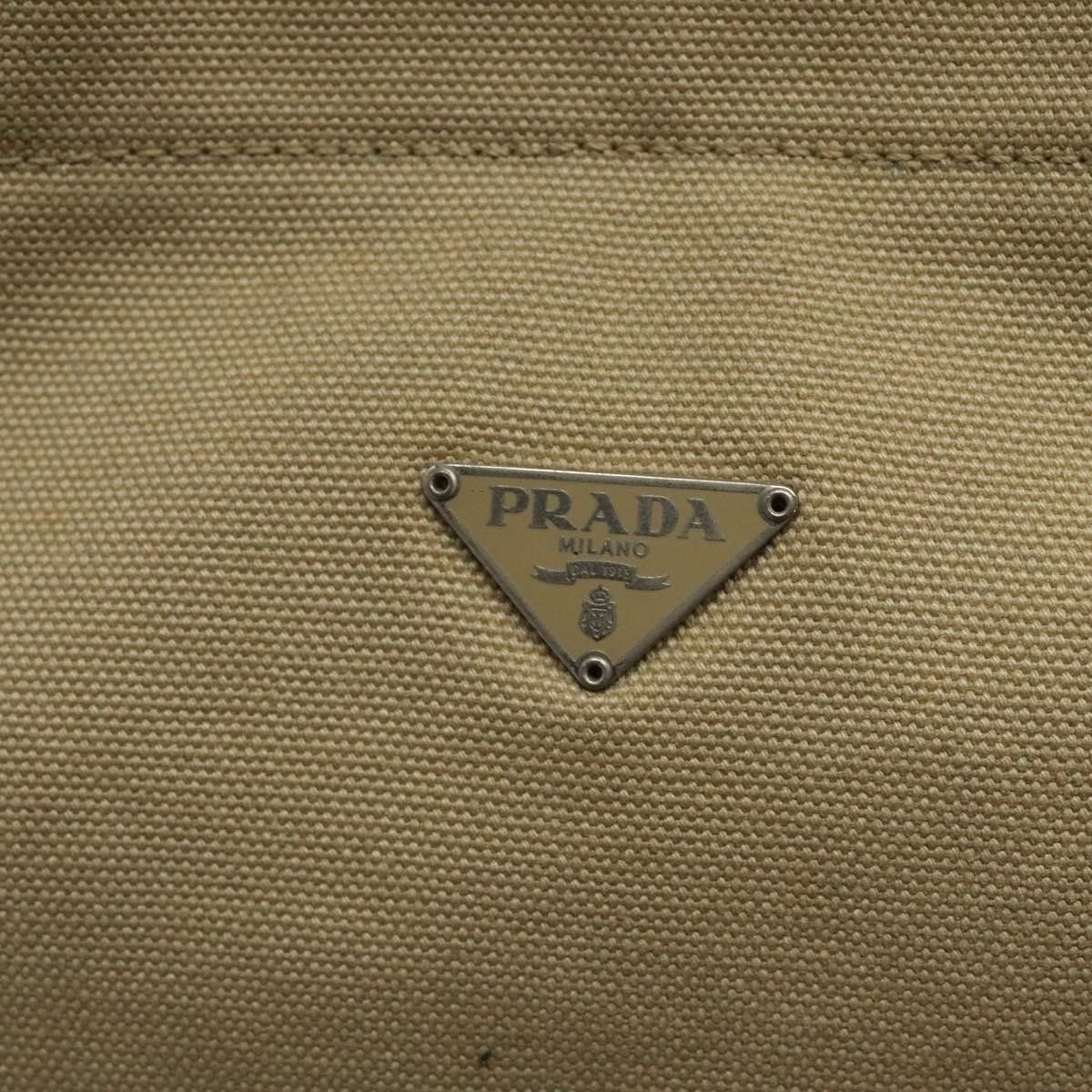 Prada Triangle Logo Beige Canvas Tote Bag (Pre-Owned) Size ONE SIZE - 12 Thumbnail