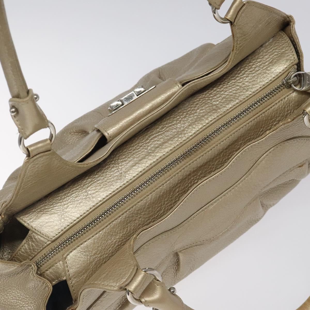 Salvatore Ferragamo Gancini Gold Leather Handbag (Pre-Owned) Size ONE SIZE - 5 Thumbnail