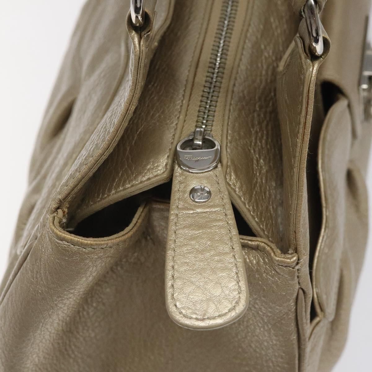 Salvatore Ferragamo Gancini Gold Leather Handbag (Pre-Owned) Size ONE SIZE - 14 Thumbnail