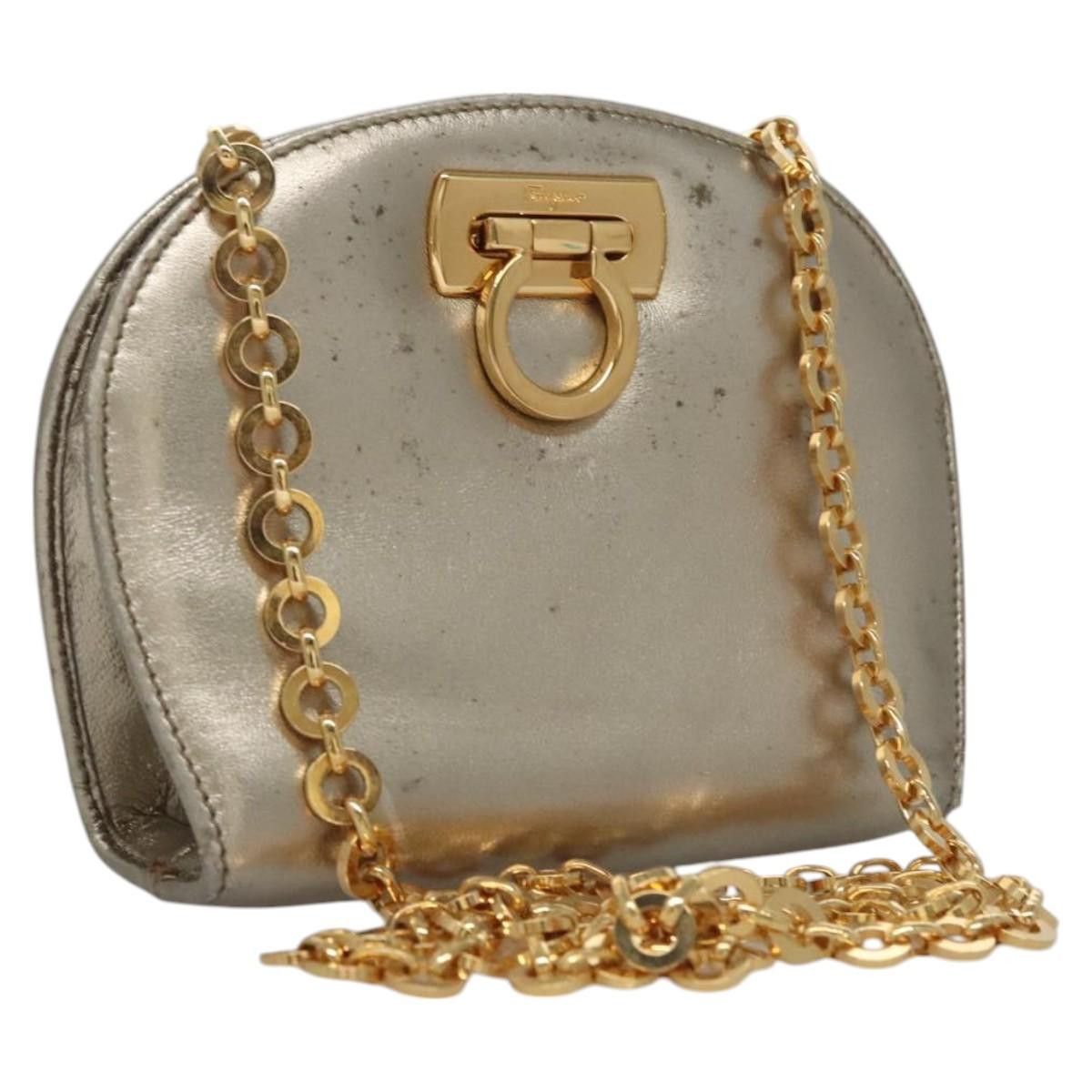 Salvatore Ferragamo Gancini Silver Leather Shoulder Bag (Pre-Owned) Size ONE SIZE - 19 Thumbnail