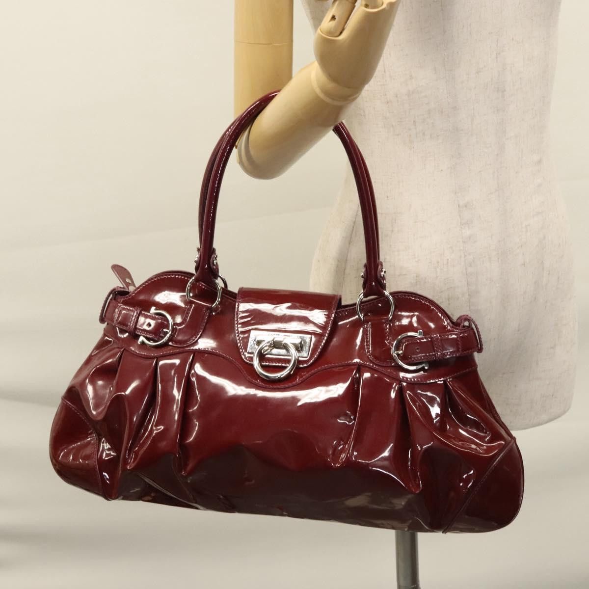 Salvatore Ferragamo Gancini Purple Patent Leather Handbag (Pre-Owned) Size ONE SIZE - 16 Thumbnail