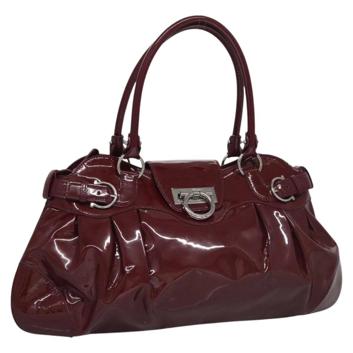 Salvatore Ferragamo Gancini Purple Patent Leather Handbag (Pre-Owned) Size ONE SIZE - 19 Thumbnail