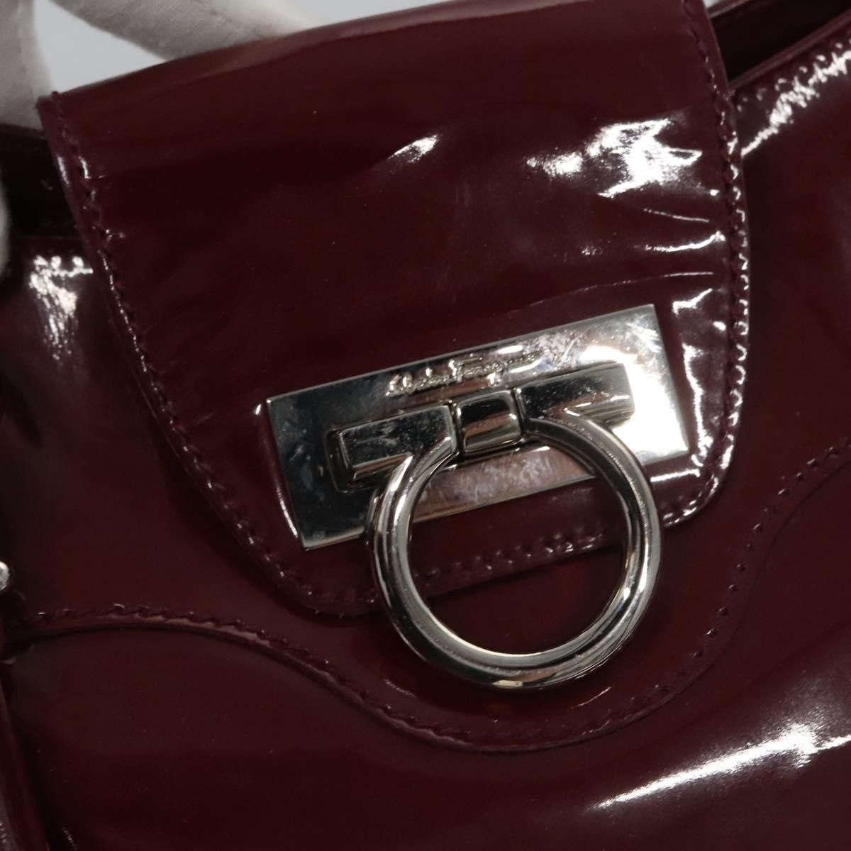 Salvatore Ferragamo Gancini Purple Patent Leather Handbag (Pre-Owned) Size ONE SIZE - 13 Thumbnail