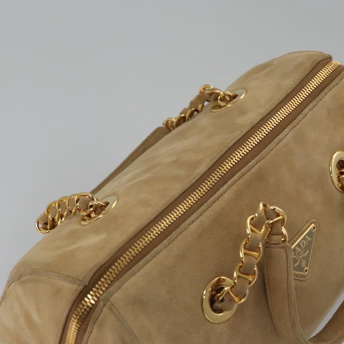 Prada Triangle Logo Beige Suede Handbag (Pre-Owned) Size ONE SIZE - 14 Thumbnail