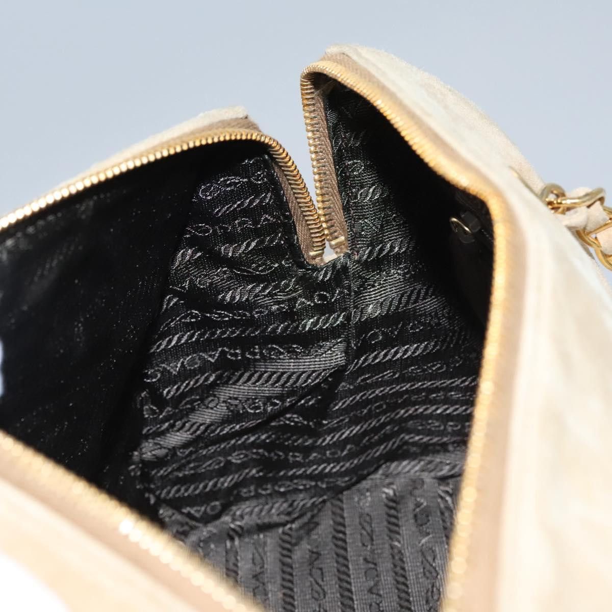 Prada Triangle Logo Beige Suede Handbag (Pre-Owned) Size ONE SIZE - 17 Thumbnail