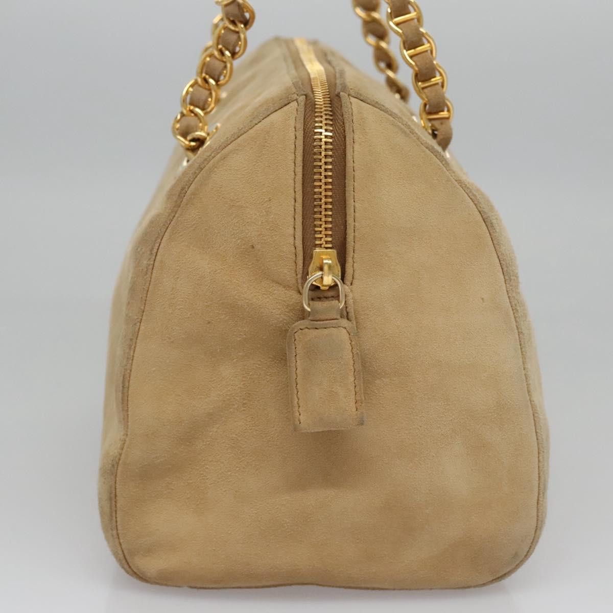 Prada Triangle Logo Beige Suede Handbag (Pre-Owned) Size ONE SIZE - 4 Thumbnail