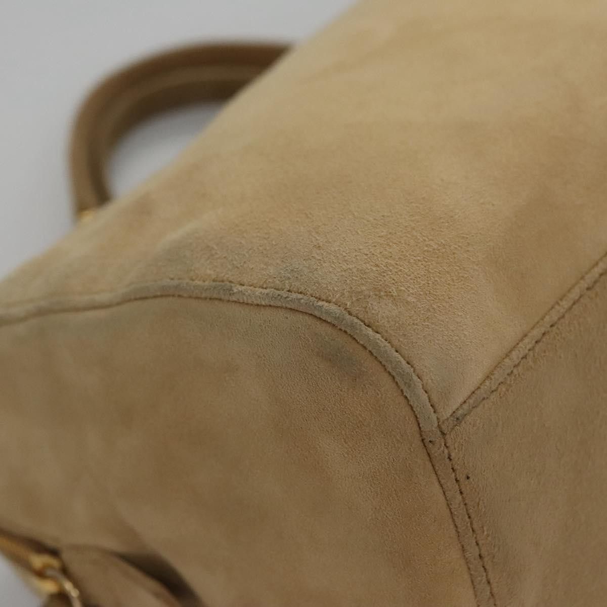 Prada Triangle Logo Beige Suede Handbag (Pre-Owned) Size ONE SIZE - 8 Thumbnail