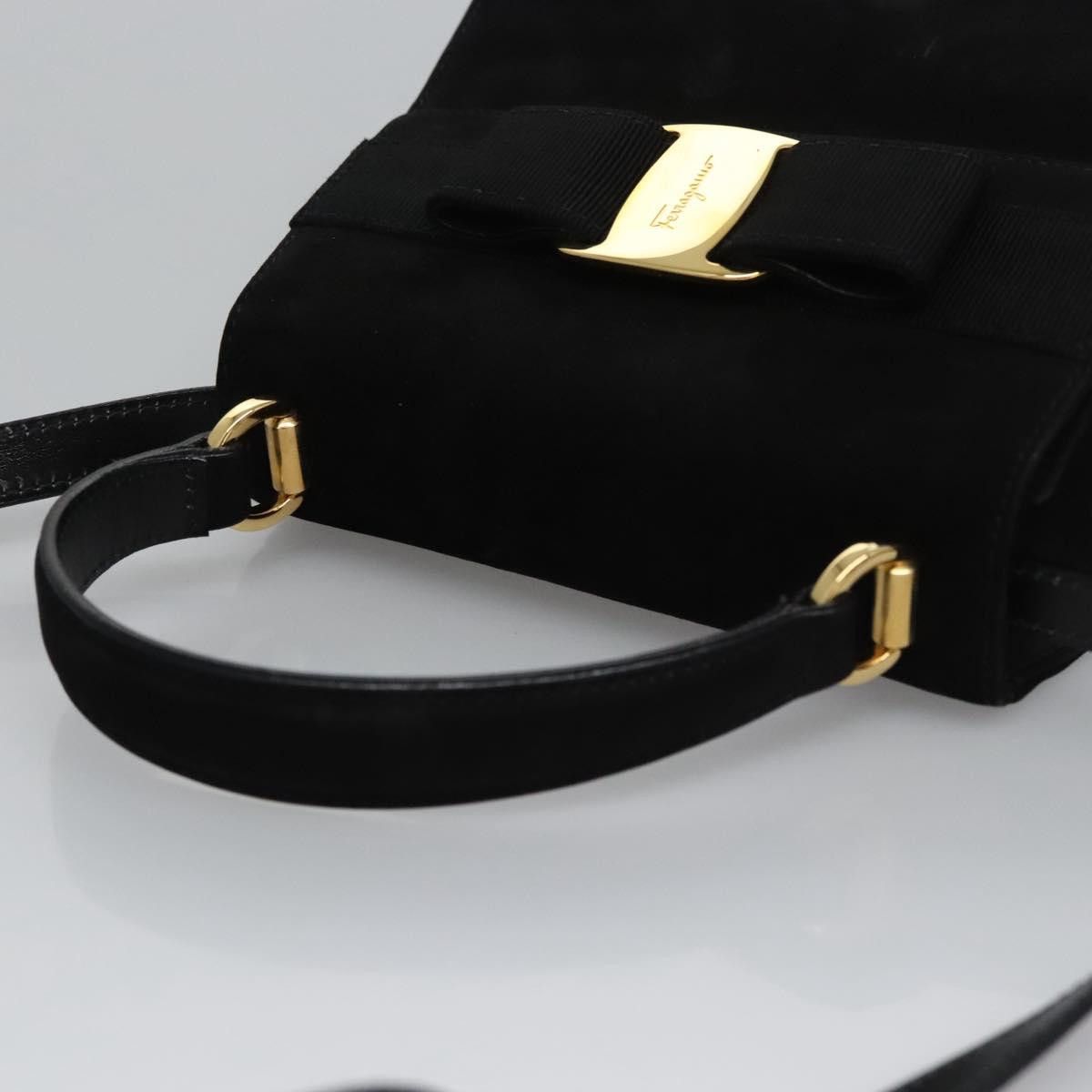 Salvatore Ferragamo Vala Black Suede Handbag (Pre-Owned) Size ONE SIZE - 6 Thumbnail